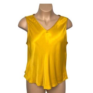 Carlisle Collection Womens Satin V Neck Sleeveless Top Mustard Yellow size 18